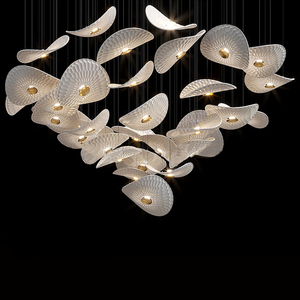 Candelabros de cristal LED de hoja de loto para techo alto, lámpara colgante para interiores, de lujo, moderno <span class=keywords><strong>y</strong></span> contemporáneo - Product Image 2