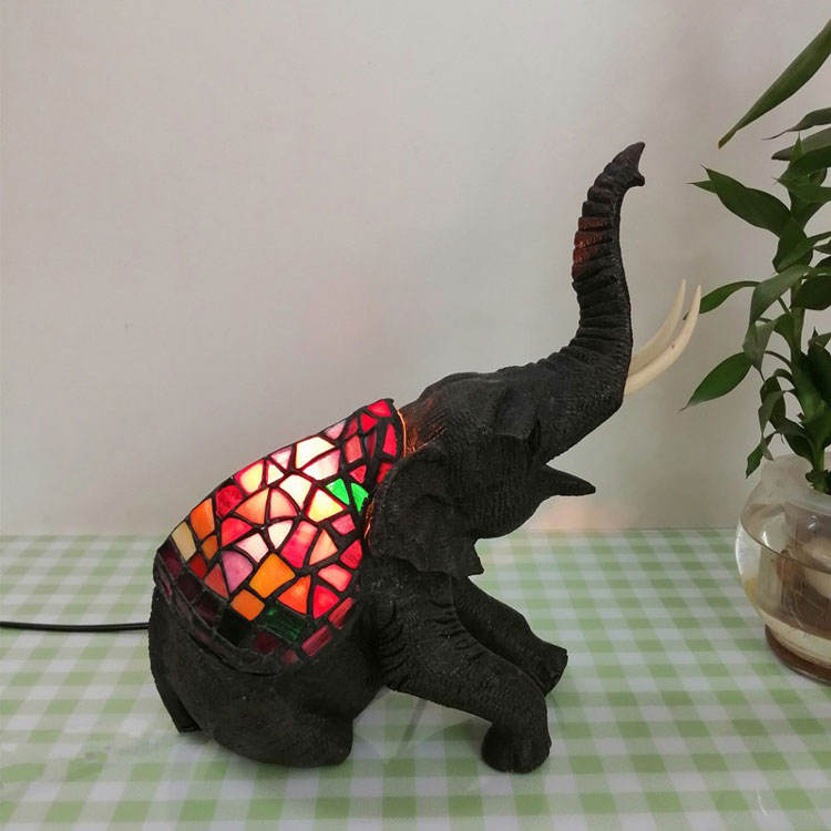 Antique Elephant Lamp Handcrafted Ceramic USB Decor