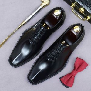 Chaussures habillées formelles pour hommes faites à la main, antidérapantes, confortables, de luxe, en cuir véritable de haute qualité, à bout pointu, à lacets, style Oxford, légères - Product Image 6