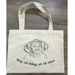 Large Custom Printed Recycled Organic Cotton Canvas Tote <b>Bag</b> Reusable Zipper Closure Cartoon Handles for Promotional Shopping - Product Image 2