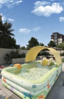 Piscine gonflable en PVC épaissi avec toboggan et pistolet à eau, style moderne, grande piscine de jeu pour rassemblements familiaux, plusieurs tailles, capacité 100-500 kg
