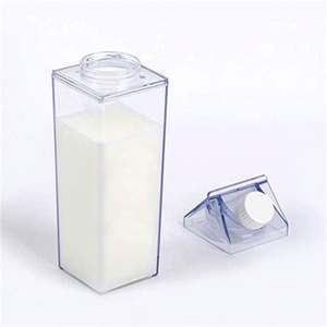 New Portable <b>Drinking</b> 17Oz 500Ml 34Oz 1000Ml Clear Acrylic <b>Plastic</b> Carton Shaped Milk Bottle Leak-Proof Unisex Party Dishwasher - Product Image 4