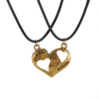 Pendentif assorti en forme de coeur vaporeux de mode personnalisé colliers de couple exquis pour les femmes