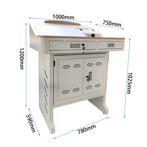 Mobilier scolaire podium numérique de haute qualité en acier et bois plate-forme multimédia de bureau d'enseignant avec armoires de rangement - Product Image 4