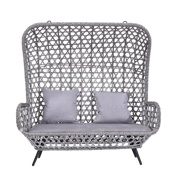 Patio Indoor Balcony Porch Leisure Cocoons And Swinging Seat PE Rattan Wicker Lounge Chair with Cushion, double person swing