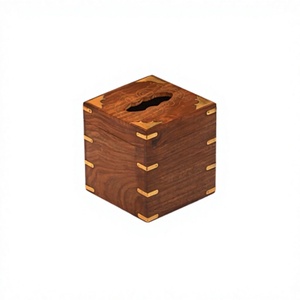 Boîte à mouchoirs en bois couleur marron, design fantastique, boîte à mouchoirs de table, boîte de rangement pour mouchoirs, boîte à mouchoirs pour hôtel - Product Image 1