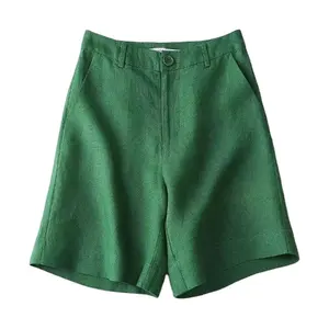 Vente en gros Short en coton de chanvre Pantalon large décontracté taille haute pour femmes pour l'été Short décontracté pour femmes - Product Image 1