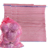 Op maat gemaakte Omai 25KG 50LB groente- en fruitzakken van PE Raschel-mesh met trekkoord voor uien, aardappelen en landbouwproducten (aanpasbaar)