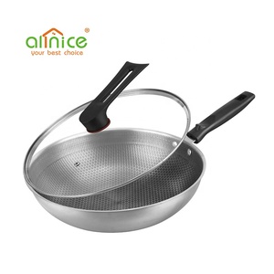 Sartén antiadherente de acero inoxidable con recubrimiento de panal de alta calidad, <span class=keywords><strong>Wok</strong></span> con tapa de vidrio - Product Image 2