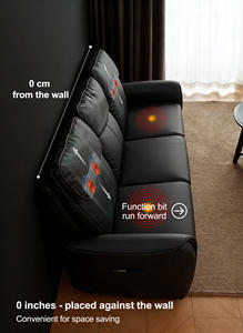 Sofá de Masaje Eléctrico de Tres Plazas con Cuero Genuino, Control Remoto, Función de Masaje en la Espalda con Reclinación a Cero, Estilo Cápsula Espacial Familiar - Product Image 3