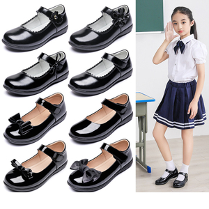 أحذية أطفال مدرسية سوداء أكسفورد مخصصة عالية الجودة من الجلد الطبيعي للبنات - Product Image 3