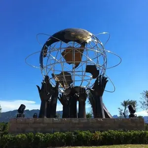 Moderne Outdoor Grote Metalen Holle Bal Grote Aarde Standbeeld Tuin Rvs Sculptuur De Globe