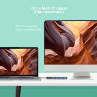 Hub USB 3.0 Ultra Tipis 4 Port Tipe C Grosir ABS, Adaptor USB Multiport 5Gbps untuk Ekstensi PC Laptop