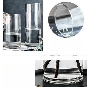 Vase en verre droit Transparent salon hydroponique eau de culture bambou détection avancée Arrangement de fleurs décoration maison - Product Image 3