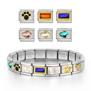 Heart Star Paw Wing <b>Crystal</b> Italian Charms Stainless Steel Rhinestone Square Links 9mm Enamel DIY <b>Bracelet</b> Module Beads Jewelry - Product Image 2