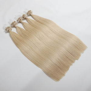 Extensions de cheveux en micro-anneaux lisses et soyeuses en gros d'usine, cheveux vierges russes blonds Remy, extensions de cheveux humains en micro-boucle - Product Image 4