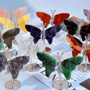 Vente en gros d'ailes de papillon en cristal naturel de haute qualité, matériaux mixtes, sculptures d'animaux en cristal de guérison pour cadeau et décoration - Product Image 3