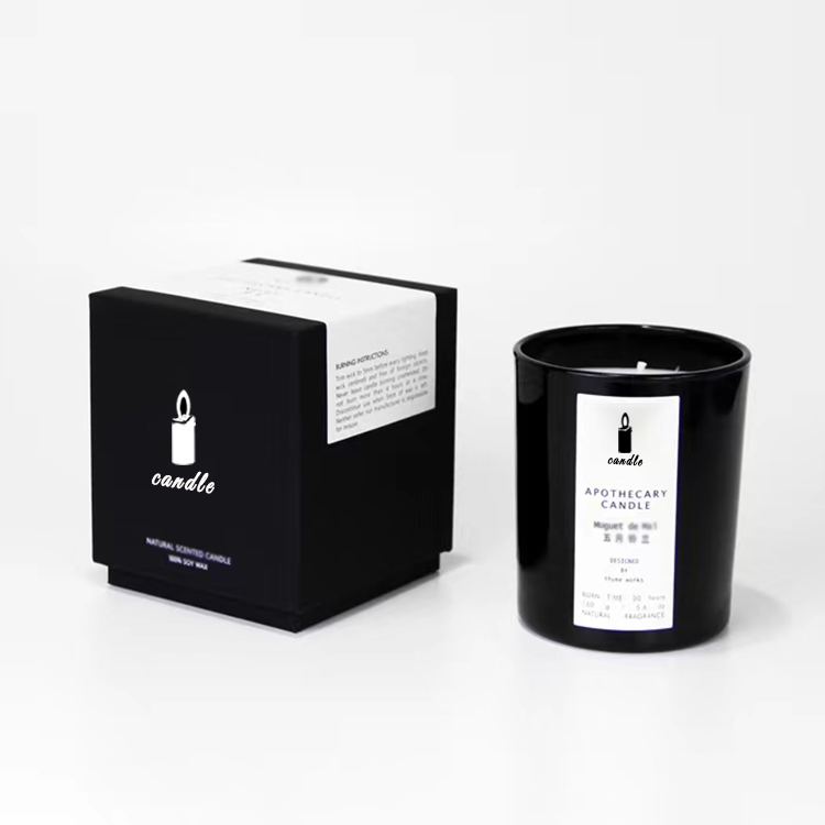 custom logo printing packaging hot stamping cheap black gift box magnetic for candles