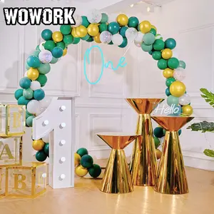 2024 WOWORK fushun custom wedding event decoration giant circle grid cake prop balloon stand round mesh backdrop for party