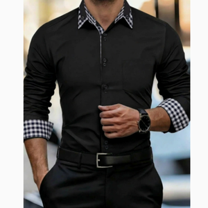 <span class=keywords><strong>Chemise</strong></span> décontractée à manches longues personnalisable pour <span class=keywords><strong>homme</strong></span>, coupe ajustée, couleurs unies, confortable, anti-boulochage, en sergé polyester/coton - Product Image 6