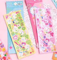 Autocollants arc-en-ciel : Autocollants scintillants d'animaux de dessin animé pour scrapbooking et décoration de journal, 2 pièces par feuille