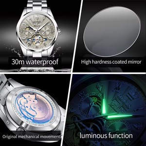 Montre automatique mécanique pour homme 7028, cadran tourbillon, multifonctionnelle, date, étanche, lumineuse - Product Image 5