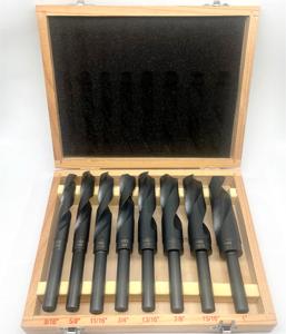 APEX 8pcs fully ground HSS 4241 black oxide Reduced Shank Twist <b>Drill</b> <b>Bit</b> set with wooded <b>box</b> - Product Image 4
