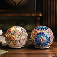 Lampe de table Bohème Marrakech avec chargement pratique, lanterne de chevet marocaine en forme d'œuf, veilleuse rotative en mosaïque pour chambre à coucher