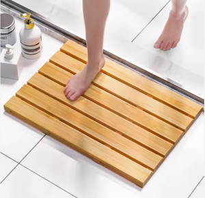 Tapis de douche en bambou naturel fait main de haute qualité, antidérapant, imperméable, pour porte, sauna, spa, cour - Product Image 1