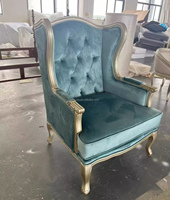 Chaise longue rouge de luxe classique de bras de tapisserie d'ameublement de velours de chaise d'accent de velours pour l'hôtel à la maison