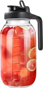 Jarra de vidrio con tapa de 2 cuartos, tipo Mason, con boquilla de boca ancha, para leche materna, té helado y bebidas frías - Product Image 1