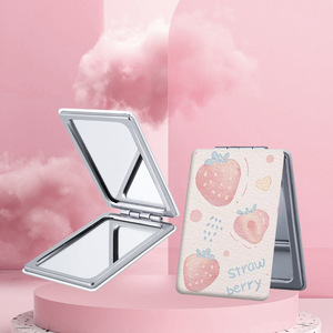<span class=keywords><strong>Miroir</strong></span> de maquillage pliable double face en cuir PU pour femmes, <span class=keywords><strong>miroir</strong></span> de maquillage de voyage, peut être vendu en gros et personnalisé avec logo - Product Image 1