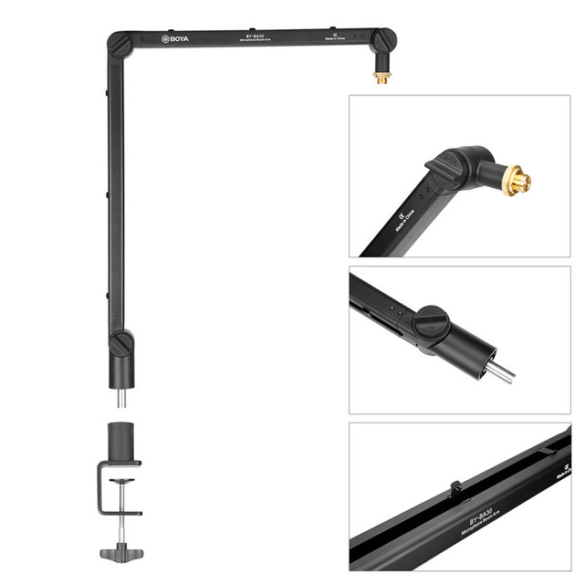 BOYA BY-BA30 Microphone Boom Arm for Professional Podcast Live Streaming Content Creation with C-Clamp Mount