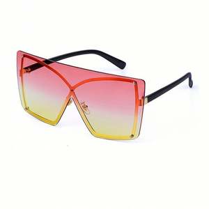 Gafas de Sol de Lujo Nuevas 2021 con Montura Sin Aro en Degradado Azul y Amarillo para Mujer, Gafas de Sol de Gran Tamaño con Protección UV400 para Mujer - Product Image 4