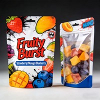 Sacs d'emballage haut de gamme personnalisés en PE écologique, étanches, avec fenêtre transparente et fermeture éclair, pour snacks de fruits secs (ananas)