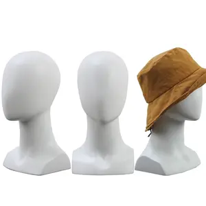 Canvas fiberglass long neck mannequin heads for hat wig egg head fiberglass mannequin femme and male