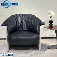 Fauteuil d'appoint en cuir de luxe, style Mid-Century Modern, pour hôtel, bureau à domicile ou salon, confortable