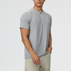 T-shirt sport en maille respirant à séchage rapide, à col rond, uni, en polyester, fin, pour homme, pour l'été - Product Image 6