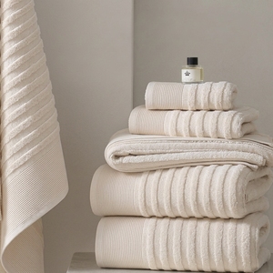 Serviette de bain de luxe 100% coton naturel, super absorbante, douce, qualité hôtelière, beige, serviette de bain et de visage - Product Image 3