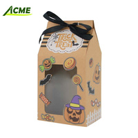 2024 vente en gros Halloween boîte à bonbons verticale boîte à biscuits bonbons au chocolat boîte en papier Kraft avec fenêtre transparente