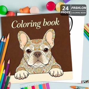 Carnet de coloriage personnalisé en gros, motif bouledogue <span class=keywords><strong>français</strong></span>, faible MOQ, design floral mandala, anti-stress pour adultes, cadeau pour les amoureux des animaux - Product Image 6