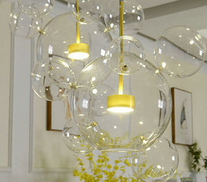 Moderne Foyer <span class=keywords><strong>maison</strong></span> boules <span class=keywords><strong>de</strong></span> verre cristal lustre bureau luminaire suspendu pour restaurant en métal Doré <span class=keywords><strong>de</strong></span> style vintage - Product Image 4