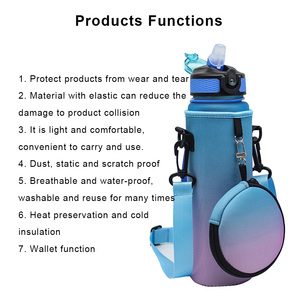 Funda de Neopreno para <span class=keywords><strong>Botella</strong></span> de Agua de 30oz y 40oz con Correa Ajustable, Portavaso y Bolsillo - Product Image 6