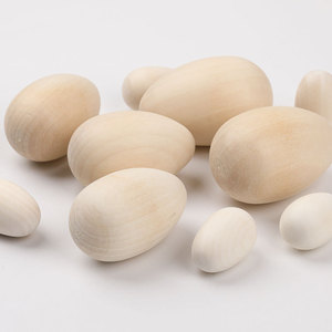 Wooden Simulated Eggs Natural Wood Color Duck Egg Shape DIY <b>Easter</b> Craft Toys For Children Pretend Play Painting Decorations - Product Image 2