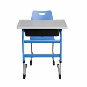 Ensemble bureau et chaise enfant Lin Ying, mobilier scolaire, style moderne minimaliste, table bleu-gris avec rangement pour élèves du primaire - Product Image 3