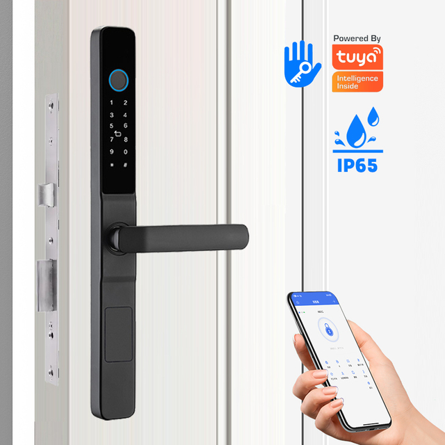 Intelligente Tuya Handle Slim Digital Door Lock Ip65 Door Tuya App Aluminum Sliding Smart Door Lock