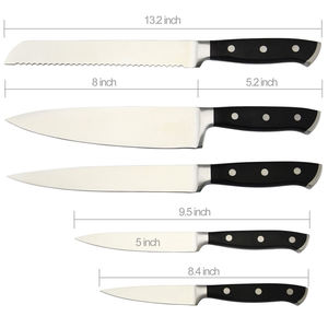 سكاكين مطبخ من الإستانلس ستيل, سكاكين ذات مقبض أبيض لامع فاخر مصنوعة من الإستانلس ستيل ، سكاكين مطبخ مخصصة من 5 قطعة - Product Image 3