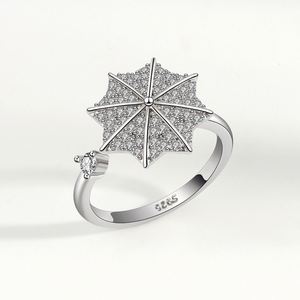 Anillo Giratorio Ajustable con Diamantes CZ en Forma de Paraguas, Anillo Antiestrés para Aliviar la Ansiedad y el Estrés - Product Image 3