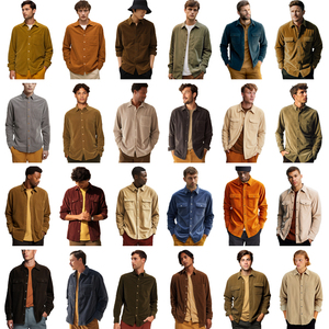 Velours côtelé hommes décontracté affaires décontracté coton à manches longues poches hiver boutonné chemises habillées chemises de pêche - Product Image 2