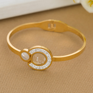 สร้อยข้อมือเพชร 316L สแตนเลสสตีล ทรงกลม ฝังมุก สีทอง สีเงิน เครื่องประดับสวมใส่ทุกวันสำหรับผู้หญิง SU1033 - Product Image 3